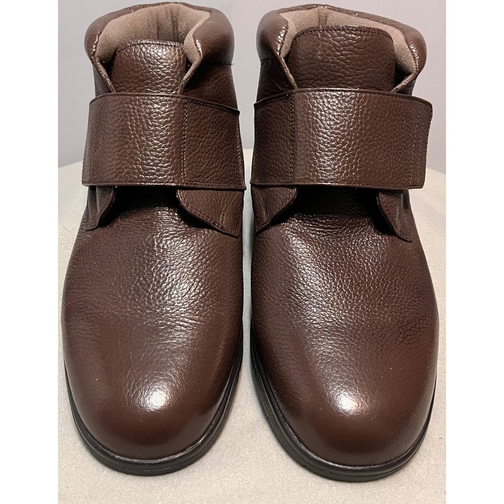 Drew Big Easy Mens Brown Pebbled Leather Orthopedic Ankle Boots‎ 13 4W